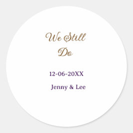 Pegatina Redonda Todavía hacemos rosa marrón nombre fecha año boho