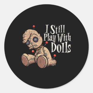 Pegatina Redonda Todavía Juego Con Muñecas Voodoo Doll Pins Gracios