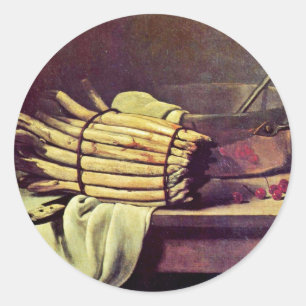 Pegatina Redonda Todavía La Vida Con Espárragos De Bonvin François