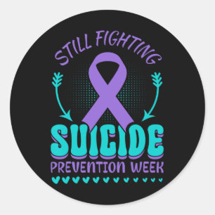 Pegatina Redonda Todavía luchando contra la prevención del suicidio