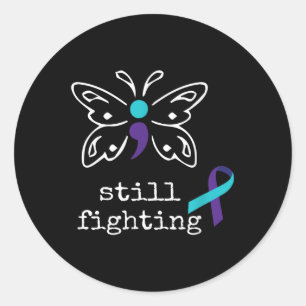 Pegatina Redonda Todavía luchando - El obsequio de semicolón para l