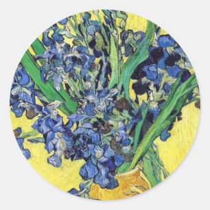 Pegatina Redonda Todavía vida con los iris Vincent van Gogh