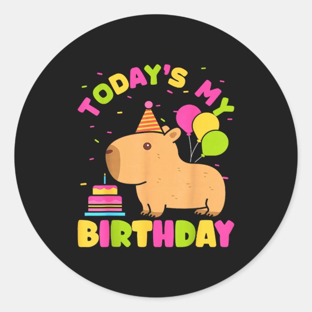 Pegatina Redonda Todays My Birthday Girls Capybara Lovers Birthday  (Anverso)