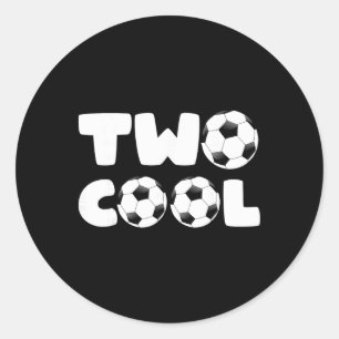 Pegatina Redonda Toddler Two Cool Cumpleaños Temático de Fútbol 2 A