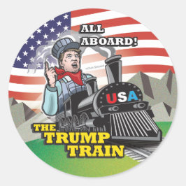 PEGATINA REDONDA ¡TODO ABIERTO! ¡¡EL TREN TRUMP!! ¡DONALD TRUMP USA