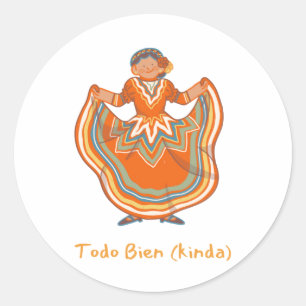 Pegatina Redonda Todo bien (un poco) Jugativo Mes de Patrimonio His
