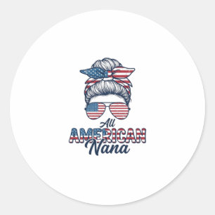 Pegatina Redonda Todo diseño vectorial de Nana Patriótica Americana