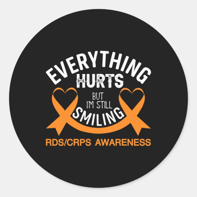 Pegatina Redonda Todo duele, todavía estoy sonriendo - Rsd Crps Awa (Anverso)