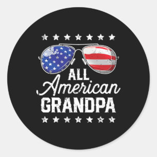 Pegatina Redonda Todo El Abuelo Estadounidense 4 De Julio La Famili