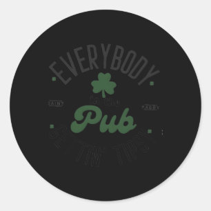 Pegatina Redonda Todo El Mundo En El Pub Consiguiendo El Tipsy St P