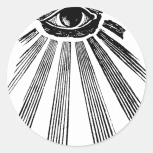 Pegatina Redonda Todo el orden mundial de Illuminati del ojo que ve