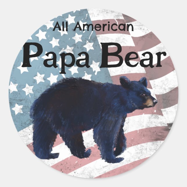 Pegatina Redonda Todo el oso de papá estadounidense (Anverso)