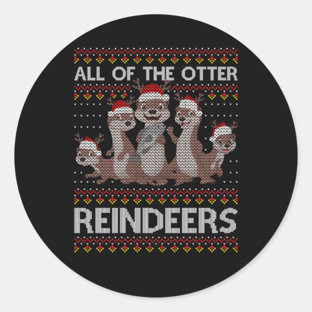 Pegatina Redonda Todo El Otter Reindeer Otter Hirt (Anverso)