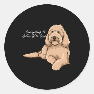 Pegatina Redonda Todo Está Dorado Con Mi Goldendoodle