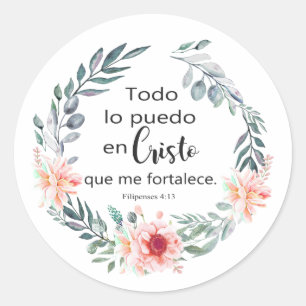 Pegatina Redonda Todo lo puedo en cristo que me fortalece