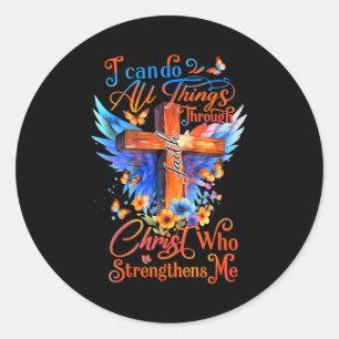 Pegatina Redonda Todo lo puedo en Cristo que me fortalece