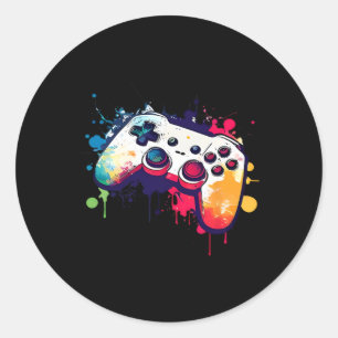 Pegatina Redonda Todo lo que el videojuego controlador de videojueg