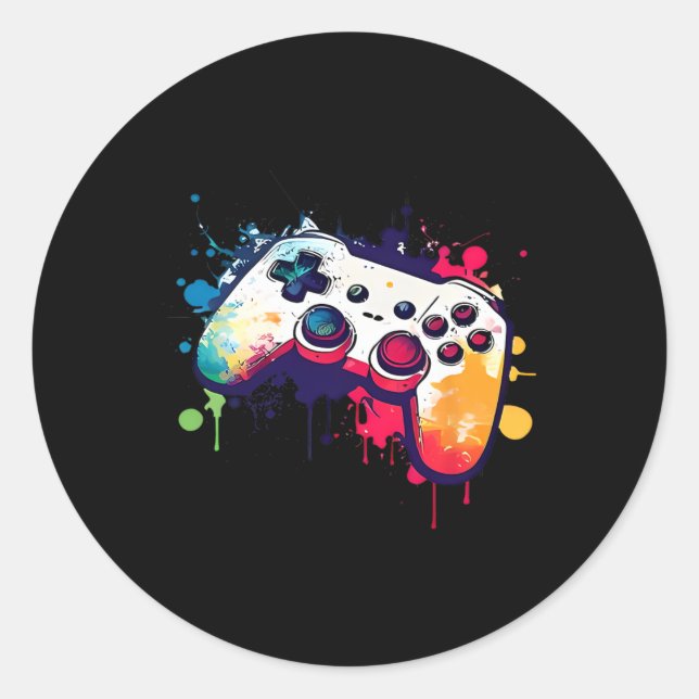 Pegatina Redonda Todo lo que el videojuego controlador de videojueg (Anverso)