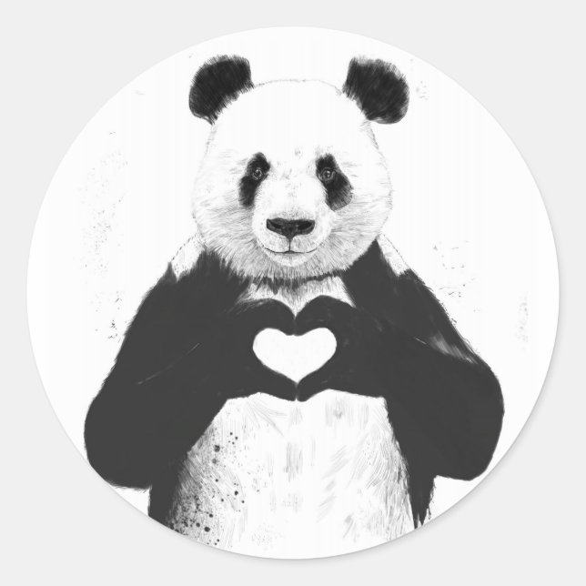 Pegatina Redonda Todo lo que necesitas es amor (Anverso)