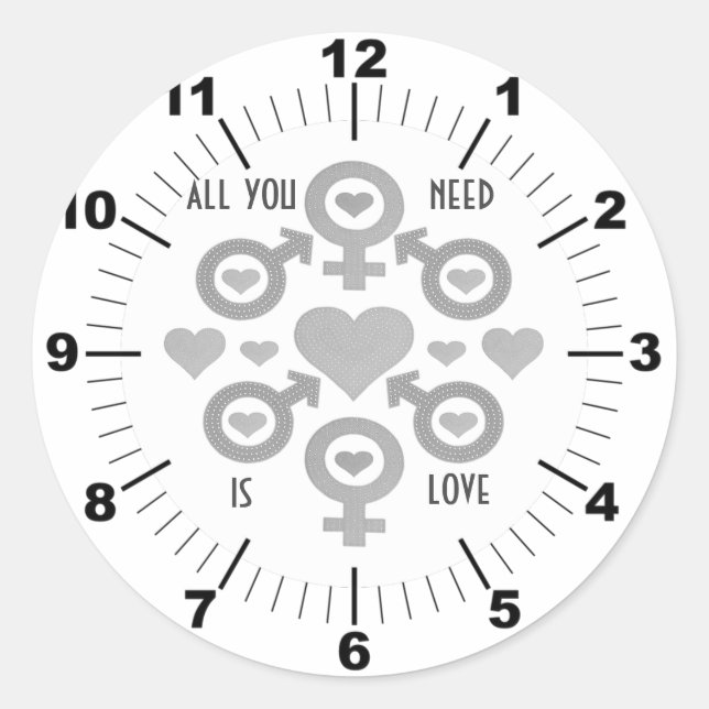 Pegatina Redonda Todo lo que necesitas es amor (Anverso)