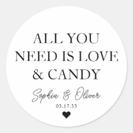 Pegatina Redonda TODO LO QUE NECESITAS ES AMOR Y ADELANTE Favor De 