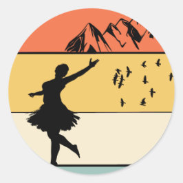 Pegatina Redonda Todo lo que necesito es amor y regalos de baile en