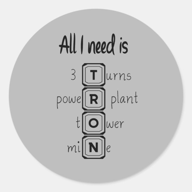 Pegatina Redonda Todo lo que necesito es TRON (Anverso)