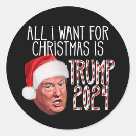 Pegatina Redonda Todo lo que quiero para los Navidades es Trump 202