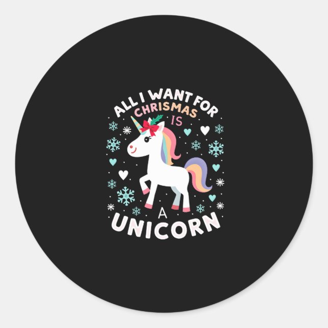 Pegatina Redonda Todo Lo Que Quiero Para Los Navidades Es Un Suéter (Anverso)