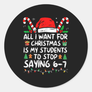 Pegatina Redonda Todo lo que Quiero para Navidad es que mis Estudia