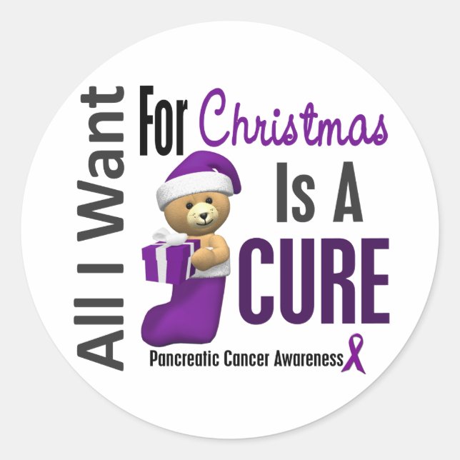 Pegatina Redonda Todo Lo Que Quiero Para Navidades Cáncer Pancreáti (Anverso)
