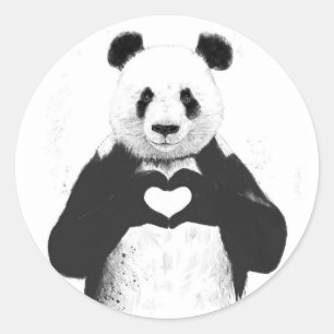 Pegatina Redonda Todo lo que usted necesita es amor