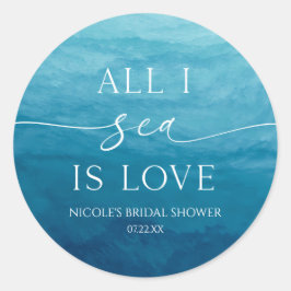 Pegatina Redonda Todo lo que veo es amor Océano Playa Mar Despedida