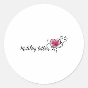 Pegatina Redonda Todo Sobre Amor San Valentín Coincidiendo Tatuajes