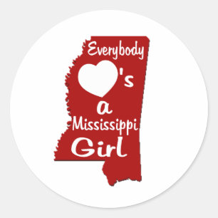 Pegatina Redonda Todos ama a un chica de Mississippi