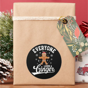 Pegatina Redonda Todos aman un jengibre, pan de jengibre Santa Navi