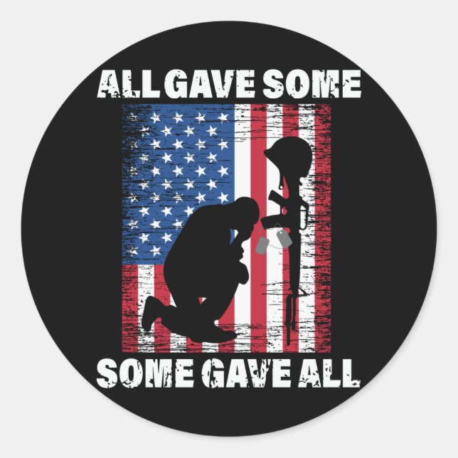 Pegatina Redonda Todos dieron algo, algunos dieron todo - Ejército  (Anverso)