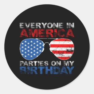 Pegatina Redonda Todos En Estados Unidos Fiestas En Mi Cumpleaños