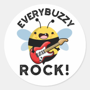 Pegatina Redonda Todos los Buzzy Rock Funny Music Bee Pun