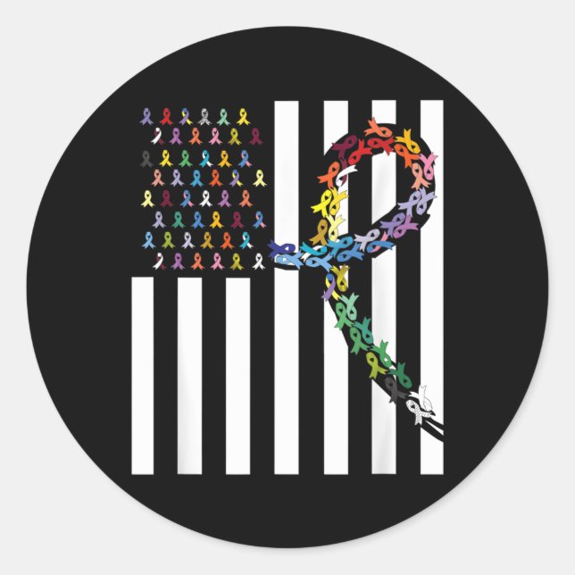 Pegatina Redonda Todos los casos de cáncer importan conciencia cruz (Anverso)