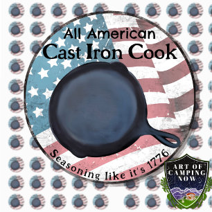 Pegatina Redonda Todos los Cocineros Americanos de Hierro Fundido