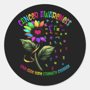 Pegatina Redonda Todos Los Concienciadores Del Cáncer Luchan Contra