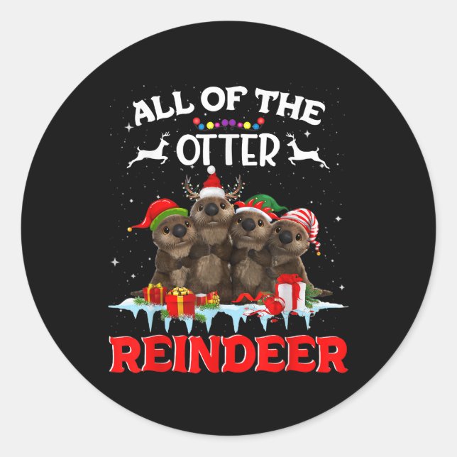 Pegatina Redonda Todos Los Demás Navidades De Los Renos De Los Otte (Anverso)
