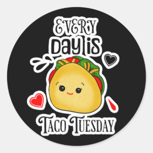 Pegatina Redonda Todos los días es martes en el Taco