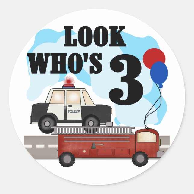 Pegatina Redonda Todos los días Héroes 3er cumpleaños camisetas y r (Anverso)