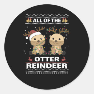 Pegatina Redonda Todos Los Dulces navidades De Renos Otter