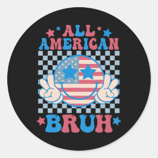 Pegatina Redonda Todos Los Estadounidenses Bruh 4 De Julio Hombres 