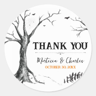 Pegatina Redonda Todos los Halloween Hallow Eve Tree Wedding Favor