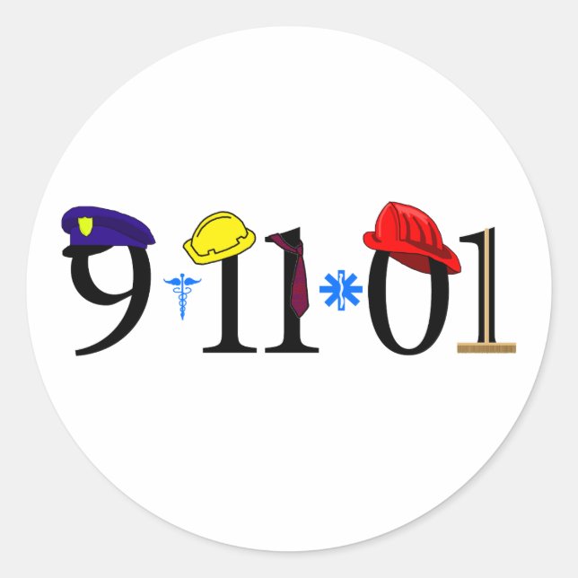 Pegatina Redonda Todos los que perdieron 9-11-01 (Anverso)