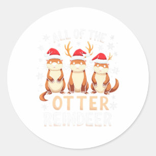 Pegatina Redonda Todos Los Renos De Los Otter Reindeer Xmas Santa H